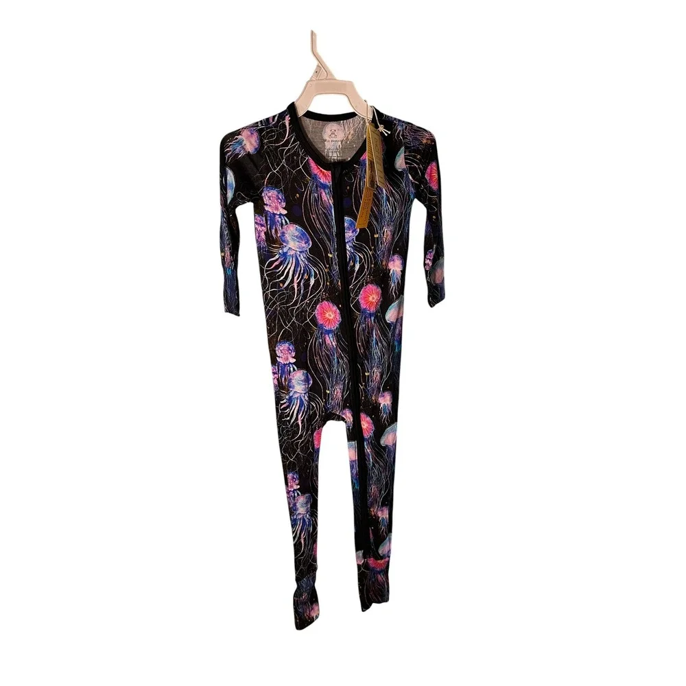 Little Snuggles Bamboo Viscose Jellyfish Sleeper Pajamas Black Pink Purple 3T